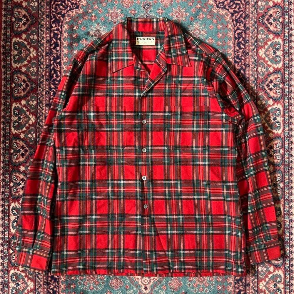 Puritan Vintage Aquawool 100% Virgin Wool Plaid Shirt Size M